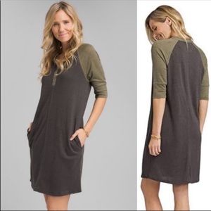 Prana Cozy Up Henley T-Shirt Dress Charcoal Heather